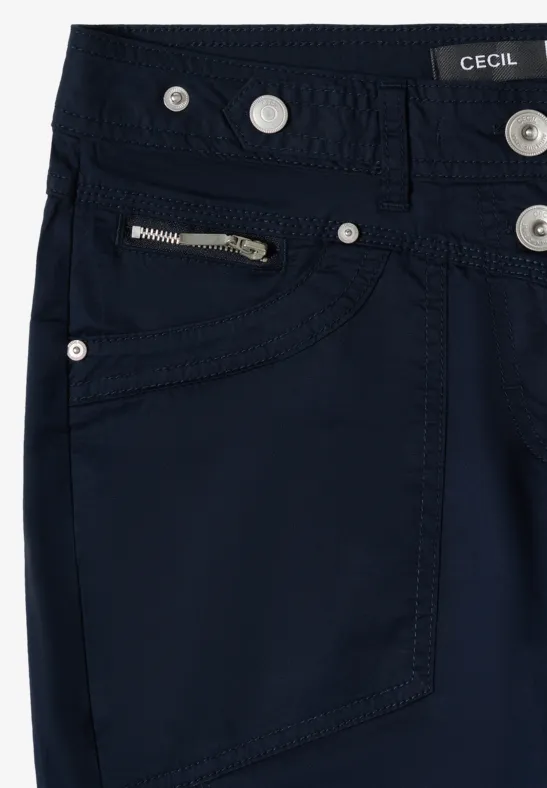 Mid Waist Slim Leg Hose mit Turn-Up universal blue