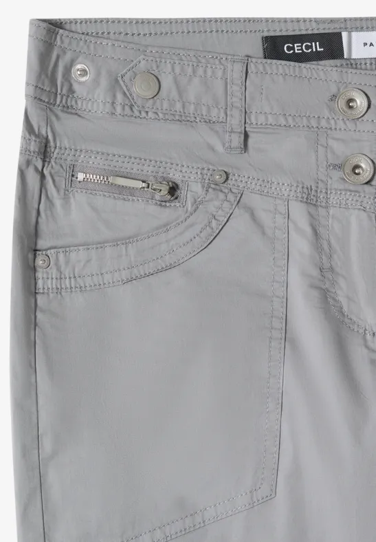 Mid Waist Slim Leg Hose mit Turn-Up obelisk grey