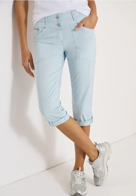 Mid Waist Slim Legs broek met omslag diamond blue