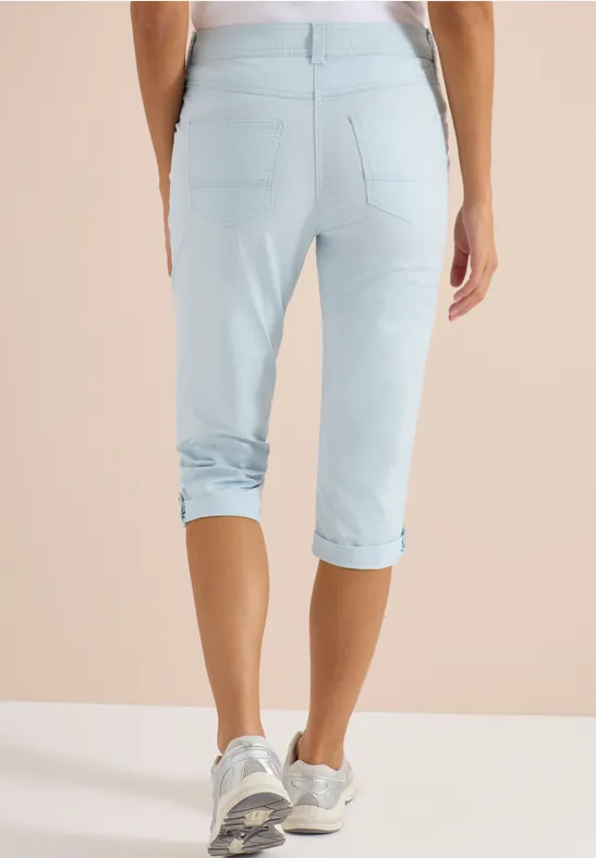 Mid Waist Slim Legs broek met omslag diamond blue
