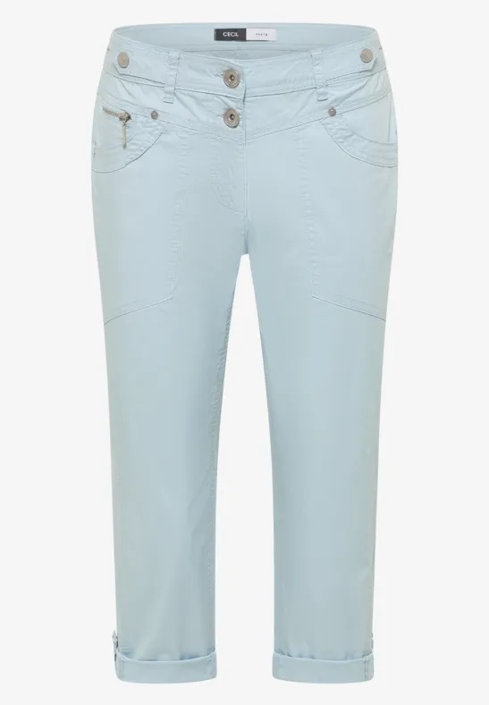 Mid Waist Slim Legs broek met omslag diamond blue