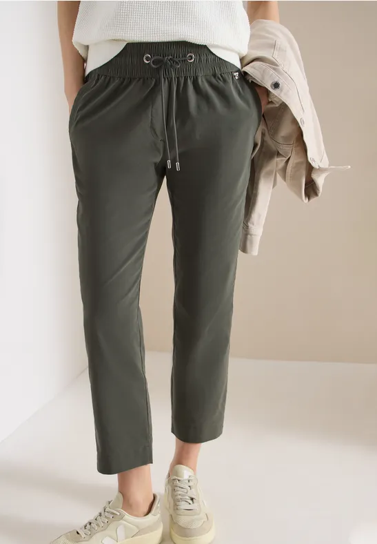 Spodnie z wąskimi nogawkami Mid Waist w stylu Casual Fit. clear khaki