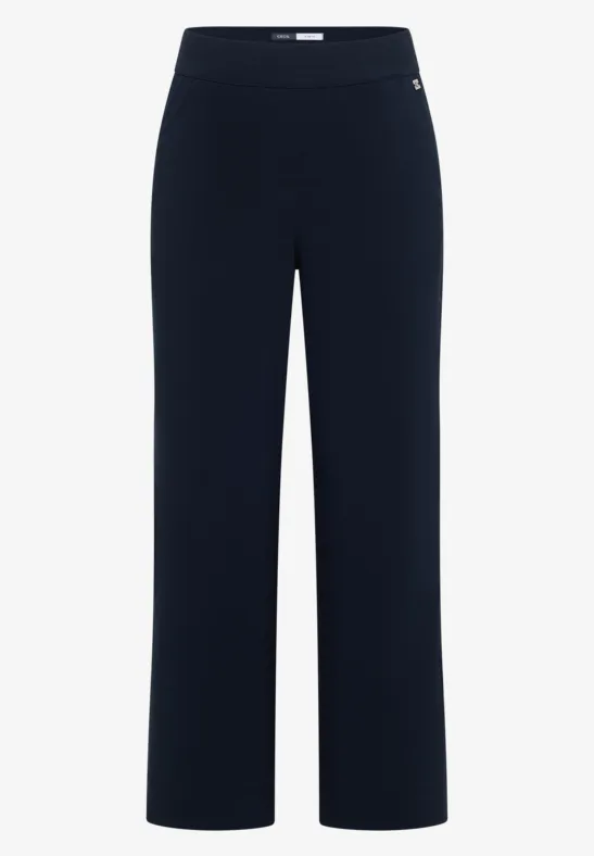 Zwarte damesbroek met hoge taille, wijde pijpen en rechte pasvorm, voor een comfortabele, casual look.