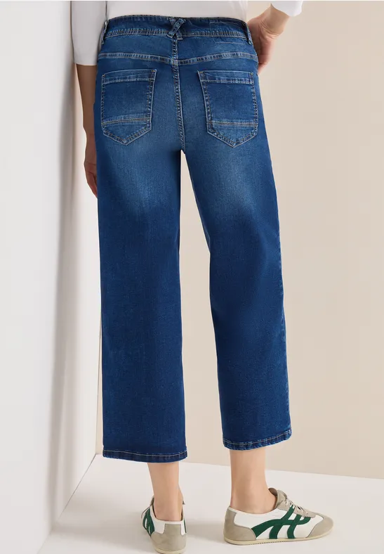 Culotte en jean mid blue used wash