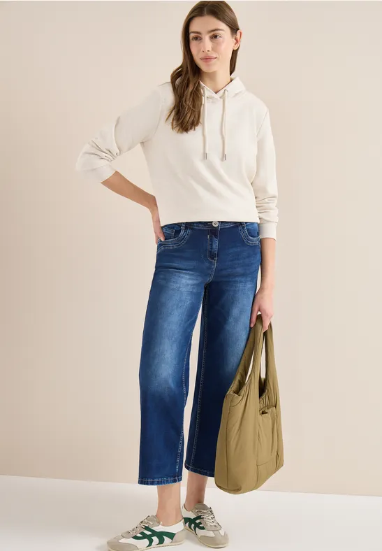 Culotte en jean mid blue used wash