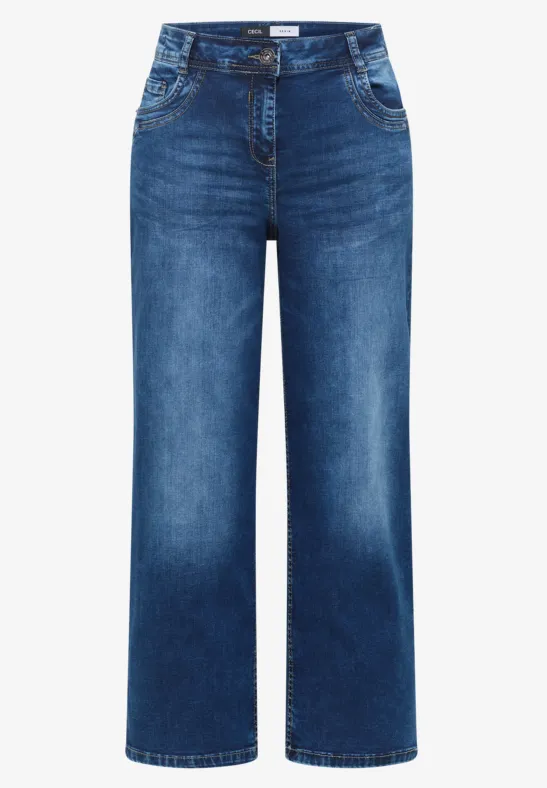 Culotte en jean mid blue used wash