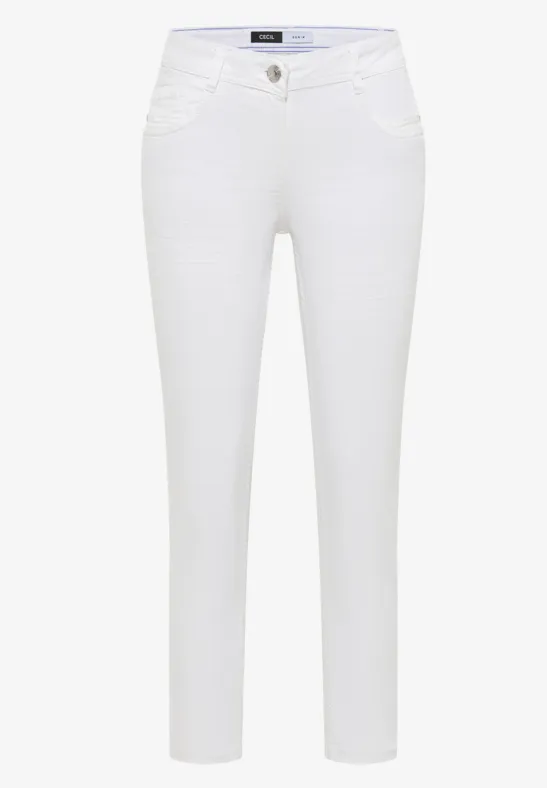 Mid Waist Slim Leg Jeans im Casual Fit White