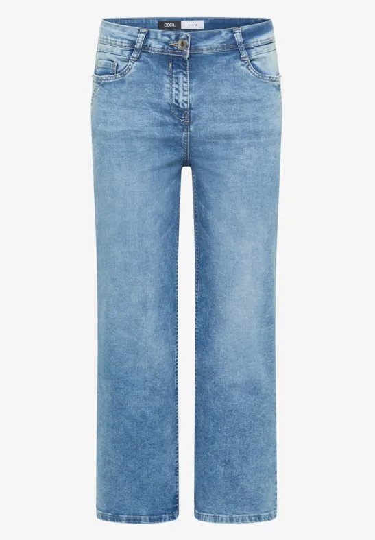 7/8 Wide Leg jeans in Slim Fit light blue washed