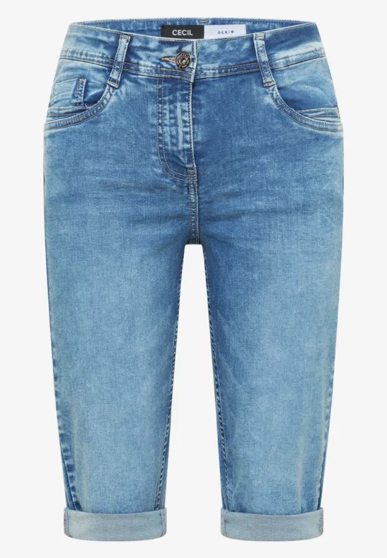 Short en jean Straight Leg en Slim Fit light blue washed