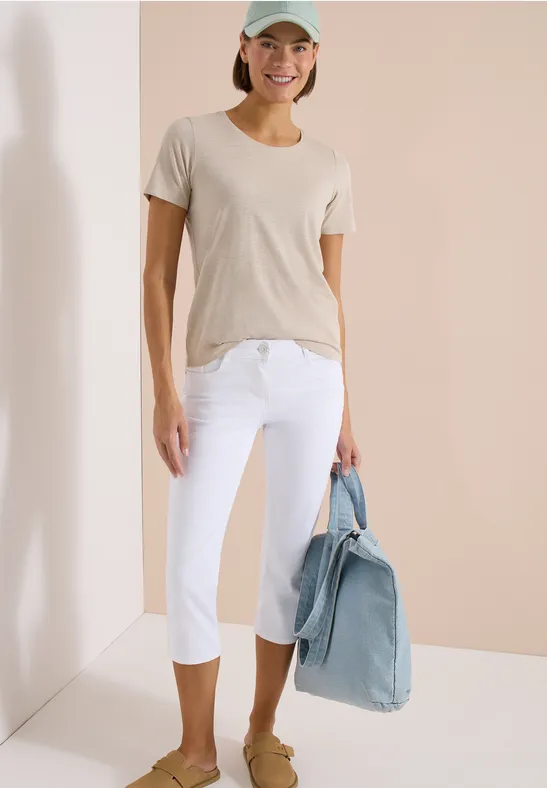 Jeans 3/4 Slim Leg en Casual Fit White