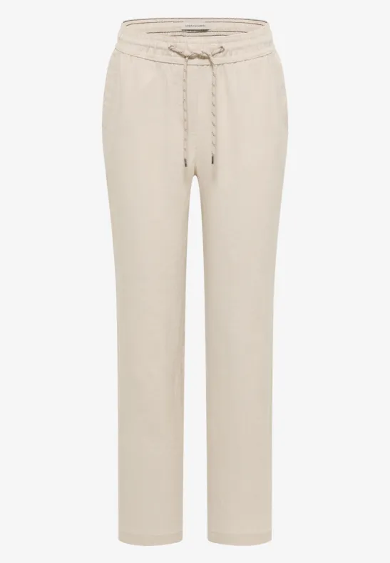 Slim Leg pantalon causal fit en lin macadamia beige