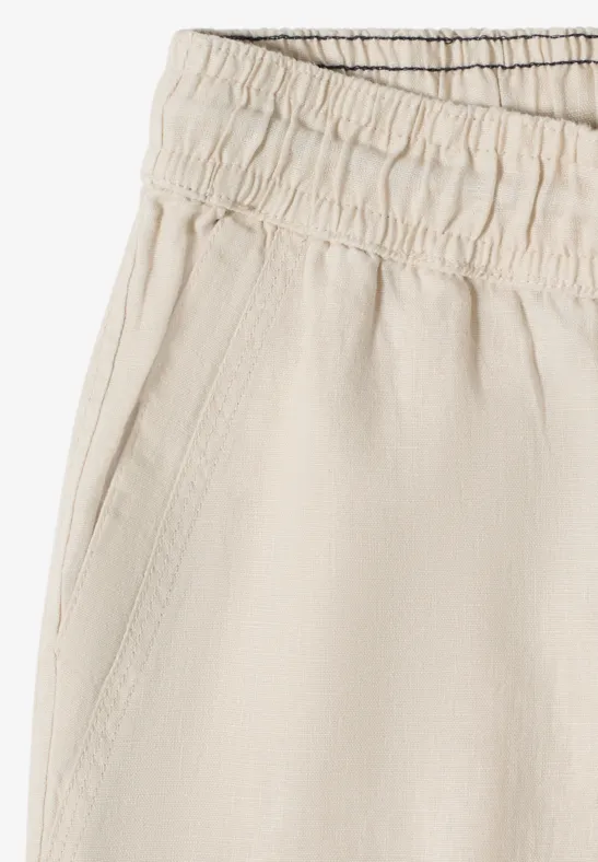 Slim Leg pantalon causal fit en lin macadamia beige
