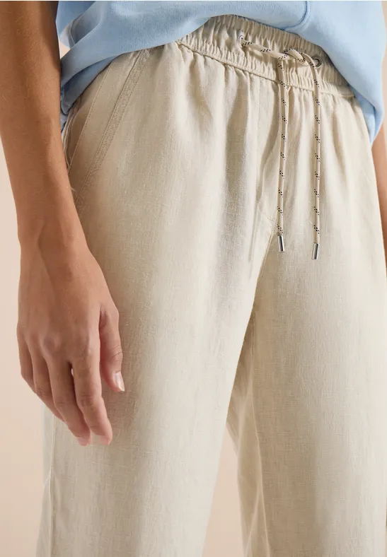Slim Leg pantalon causal fit en lin macadamia beige