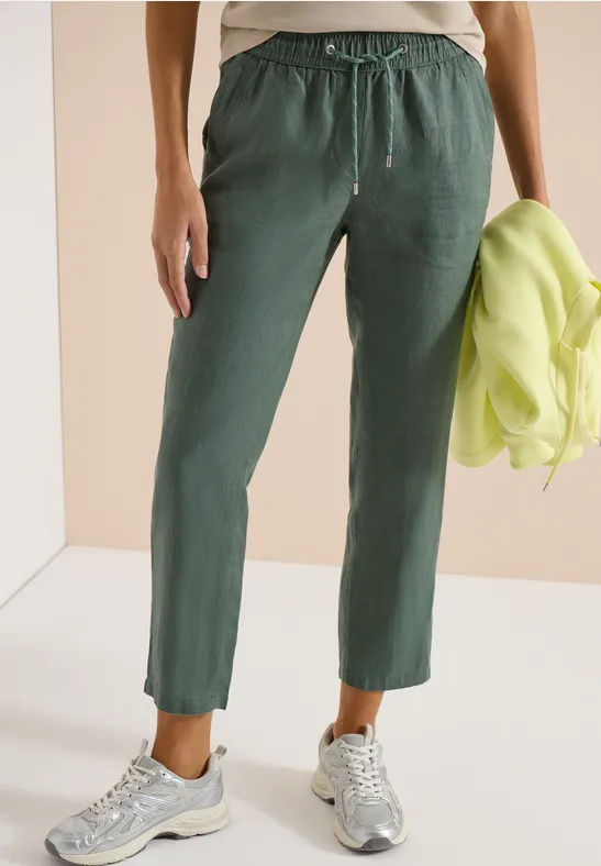 Slim Legs broek in causale pasvorm van linnen just khaki