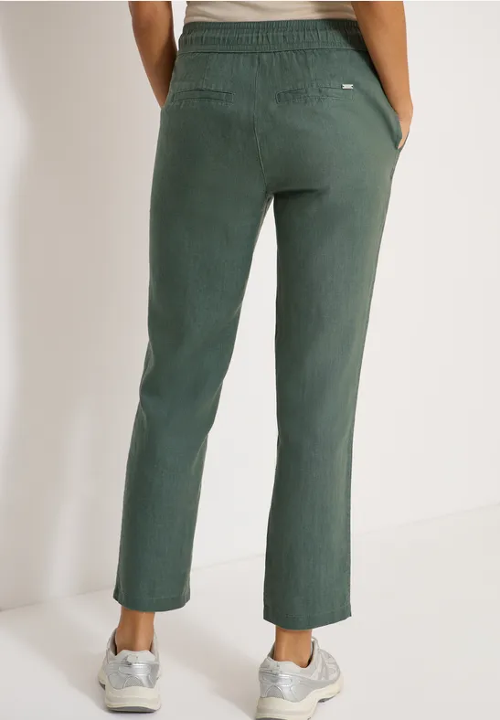 Slim Legs broek in causale pasvorm van linnen just khaki