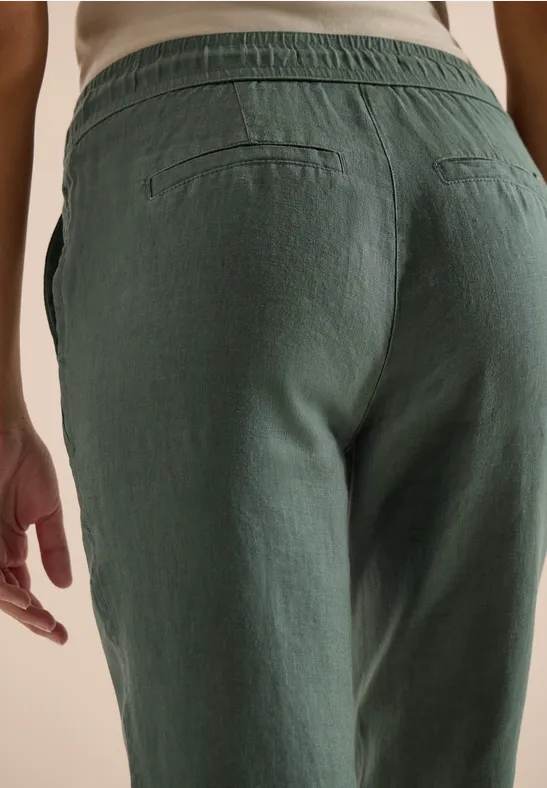 Slim Legs broek in causale pasvorm van linnen just khaki