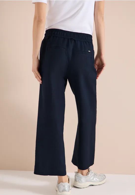 Wide Leg Hose im Loose Fit aus Leinenmix universal blue