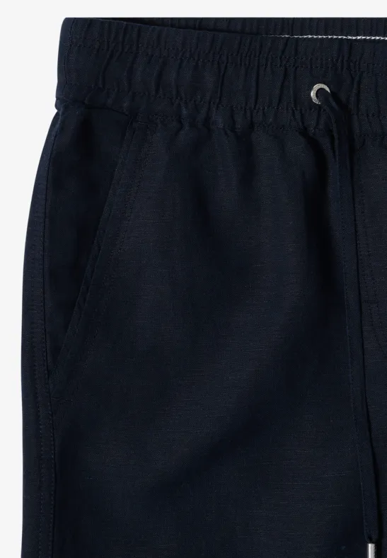 Wide Leg Hose im Loose Fit aus Leinenmix universal blue