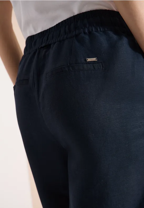 Wide Leg Hose im Loose Fit aus Leinenmix universal blue