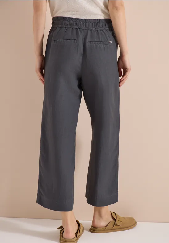 High Waist Wide Leg Hose aus Leinenmix volcanic grey
