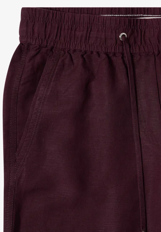Wide Leg Hose im Loose Fit aus Leinenmix rich burgundy