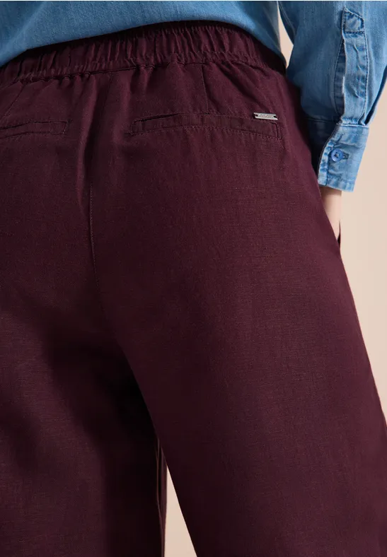 Wide Leg Hose im Loose Fit aus Leinenmix rich burgundy