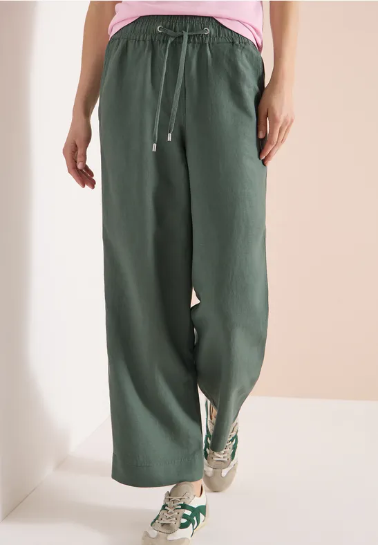 Wide Leg Hose im Loose Fit aus Leinenmix just khaki