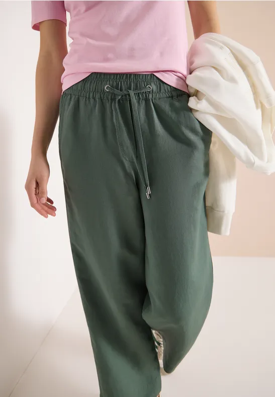 Wide Leg Hose im Loose Fit aus Leinenmix just khaki
