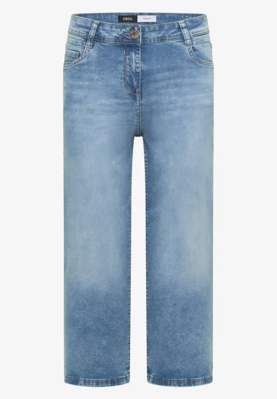 Helle, gerade geschnittene Five-Pocket-Jeans mit mittelhohem Bund und dezenter Waschung.
