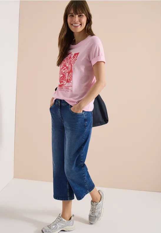 3/4 Wide Leg Jeans im Loose Fit Dark blue wash