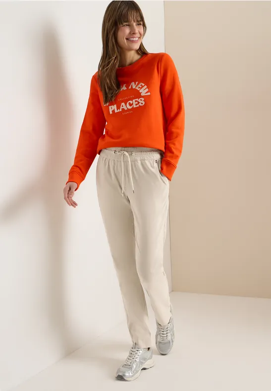 Spodnie z wąskimi nogawkami Mid Waist w stylu Casual Fit. grain beige