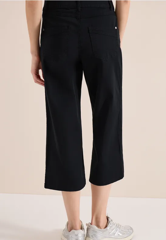 High Waist Flared Leg Pantalon Loose Fit Black