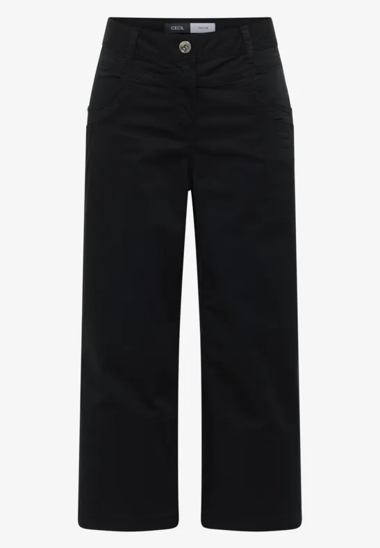 High Waist Flared Leg Pantalon Loose Fit Black