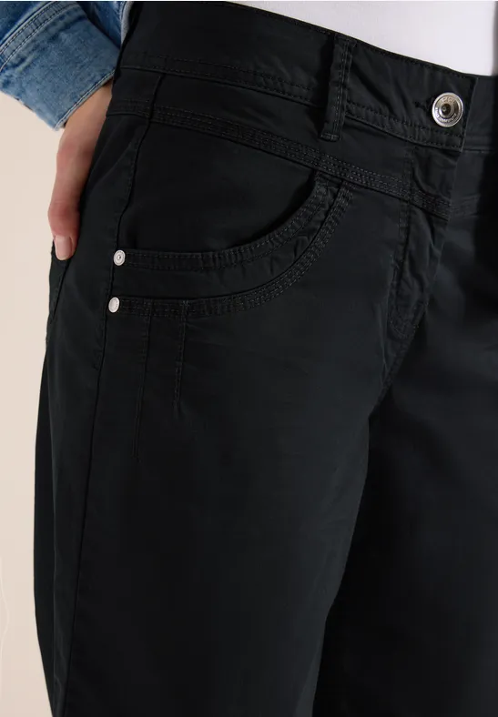 High Waist Flared Leg Pantalon Loose Fit Black