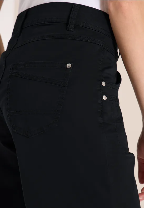 High Waist Flared Leg Pantalon Loose Fit Black