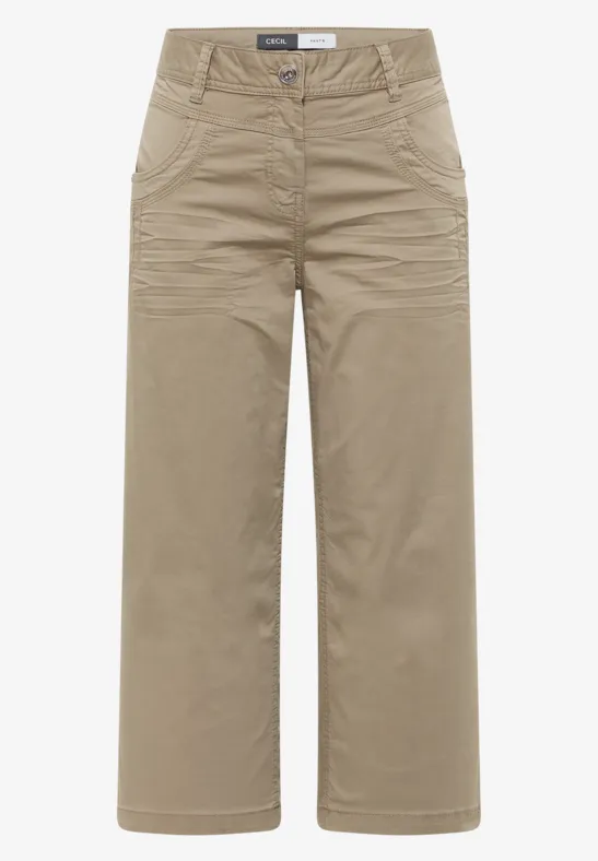 High Waist Flared Leg Pantalon Loose Fit smoky taupe