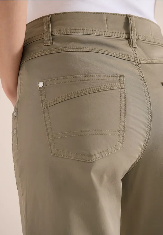 High Waist Flared Leg Pantalon Loose Fit smoky taupe