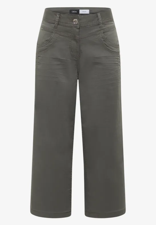 High Waist Flared Leg Pantalon Loose Fit clear khaki