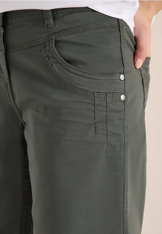 High Waist Flared Leg Pantalon Loose Fit clear khaki