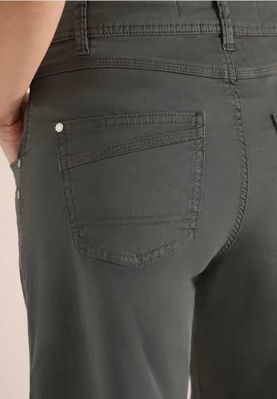 High Waist Flared Leg Pantalon Loose Fit clear khaki