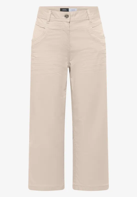 High Waist Flared Leg Pantalon Loose Fit grain beige