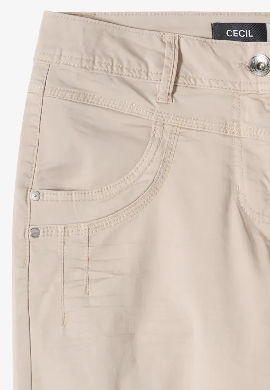 High Waist Flared Leg Pantalon Loose Fit grain beige