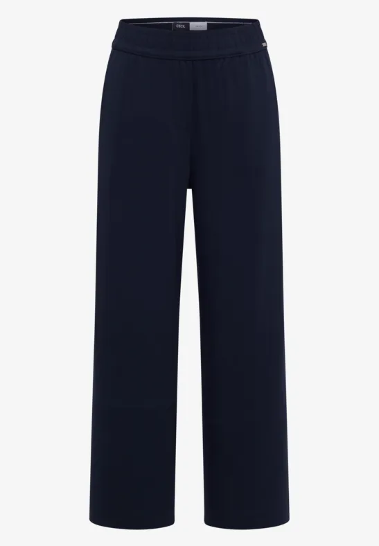 Schlichte weite Hose mit elastischem Bund in Dunkelblau.