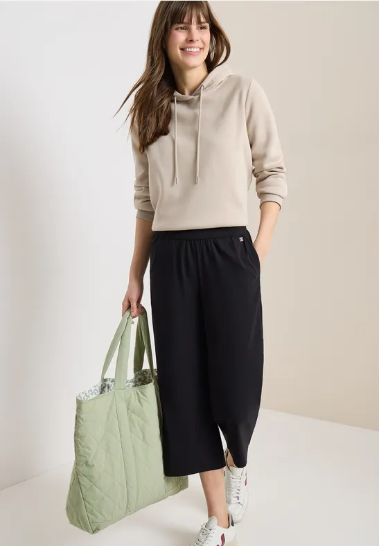 High Waist Wide Leg Hose im Loose Fit Black