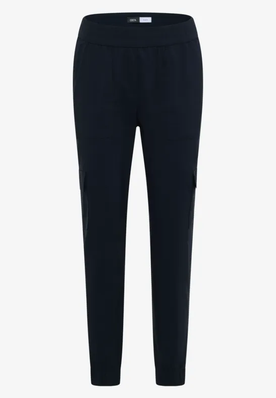 Mid Waist Slim Leg Hose im Cargo-Look universal blue