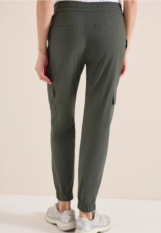 Pantalon Mid Waist Slim Leg au look cargo clear khaki