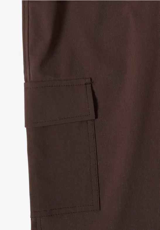 Pantalon Mid Waist Slim Leg au look cargo brown cacao