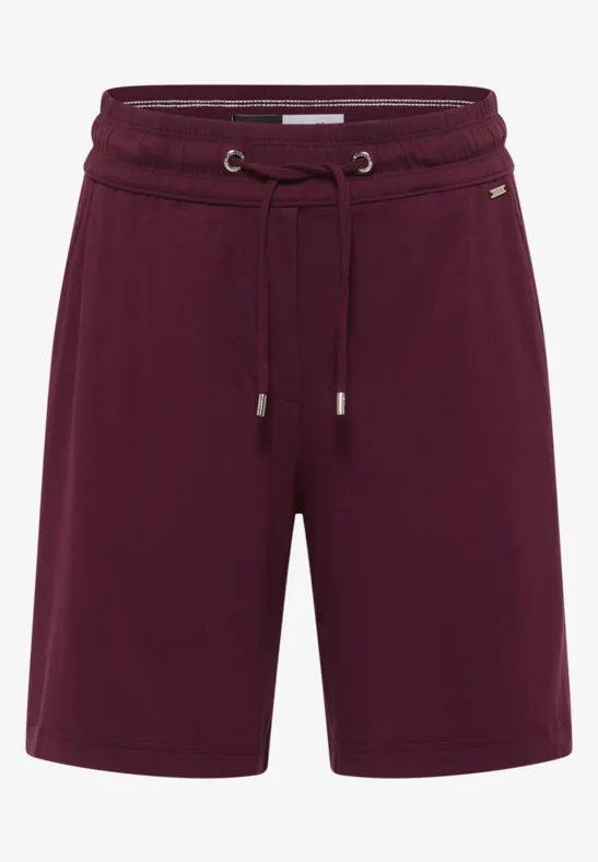 Bordeauxrote Shorts mit Tunnelzug und seitlichen Eingrifftaschen