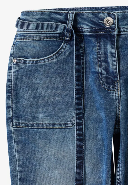 Slim Leg Jeans mid blue used wash