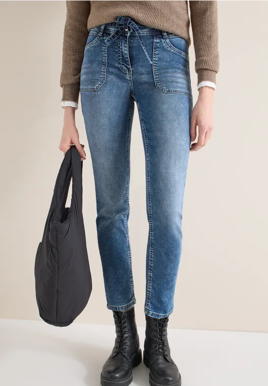 Slim Leg Jeans mid blue used wash